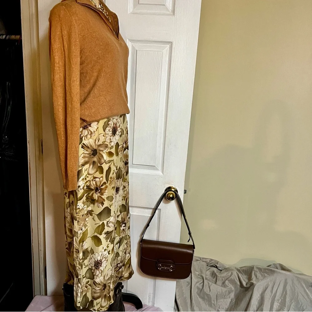 Vintage Liz‎ Claiborne Collection Silk Floral Boho Cottagecore Midi Skirt 6